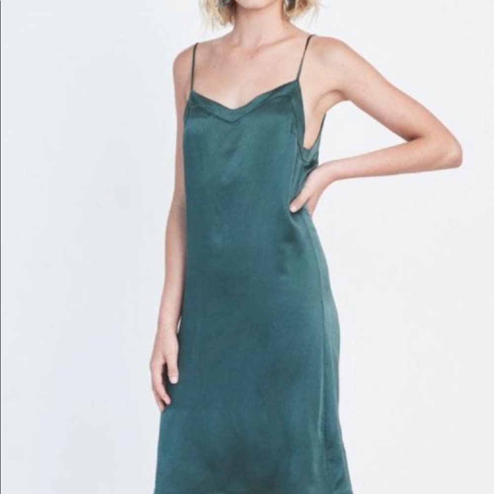 Silk green slip dress